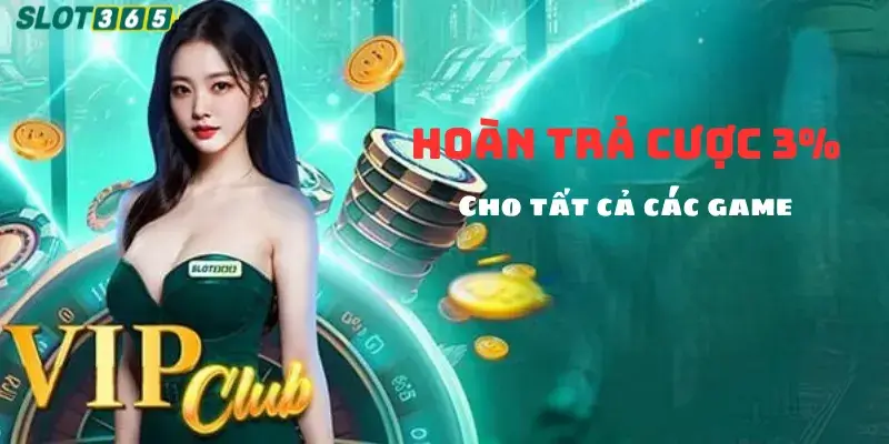 Hoàn trả cược Slot365 3% cho tất cả các game